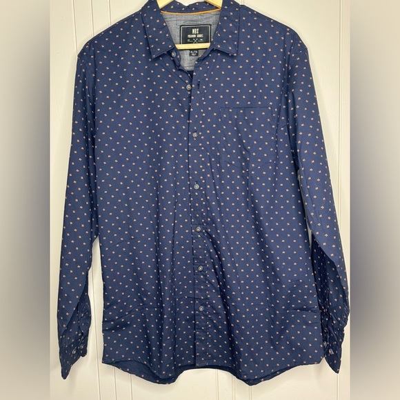 MBX Premium Goods XL/TG Blue/Peach long Sleeve Button Up Shirt - Picture 1 of 6